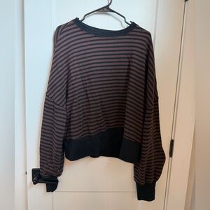 Aerie Black and Brown Striped Sweater